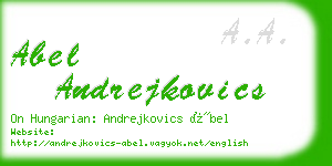 abel andrejkovics business card